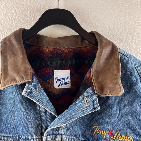 Tony Lama Mens Denim Fleece Lined Jacket Size Large - Picture 3 of 8
